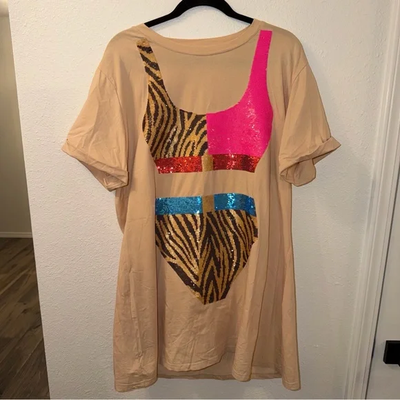 Queen of Sparkles Colorblock Tiger Bikini Coverup. - Picture 3 of 5